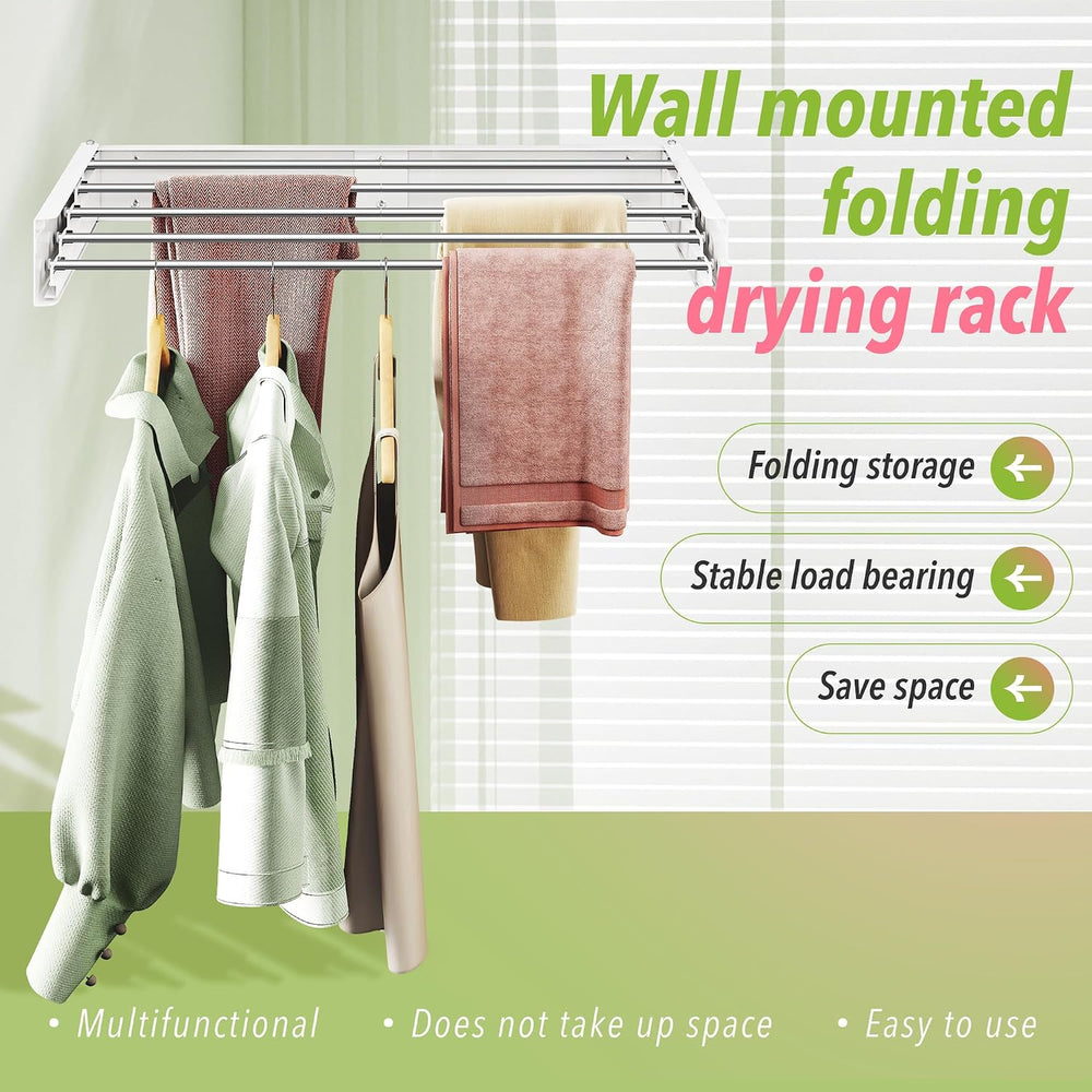 ZdwCyl Wall Mounted Drying Rack 32", Laundry Clothes Drying Rack Foldable