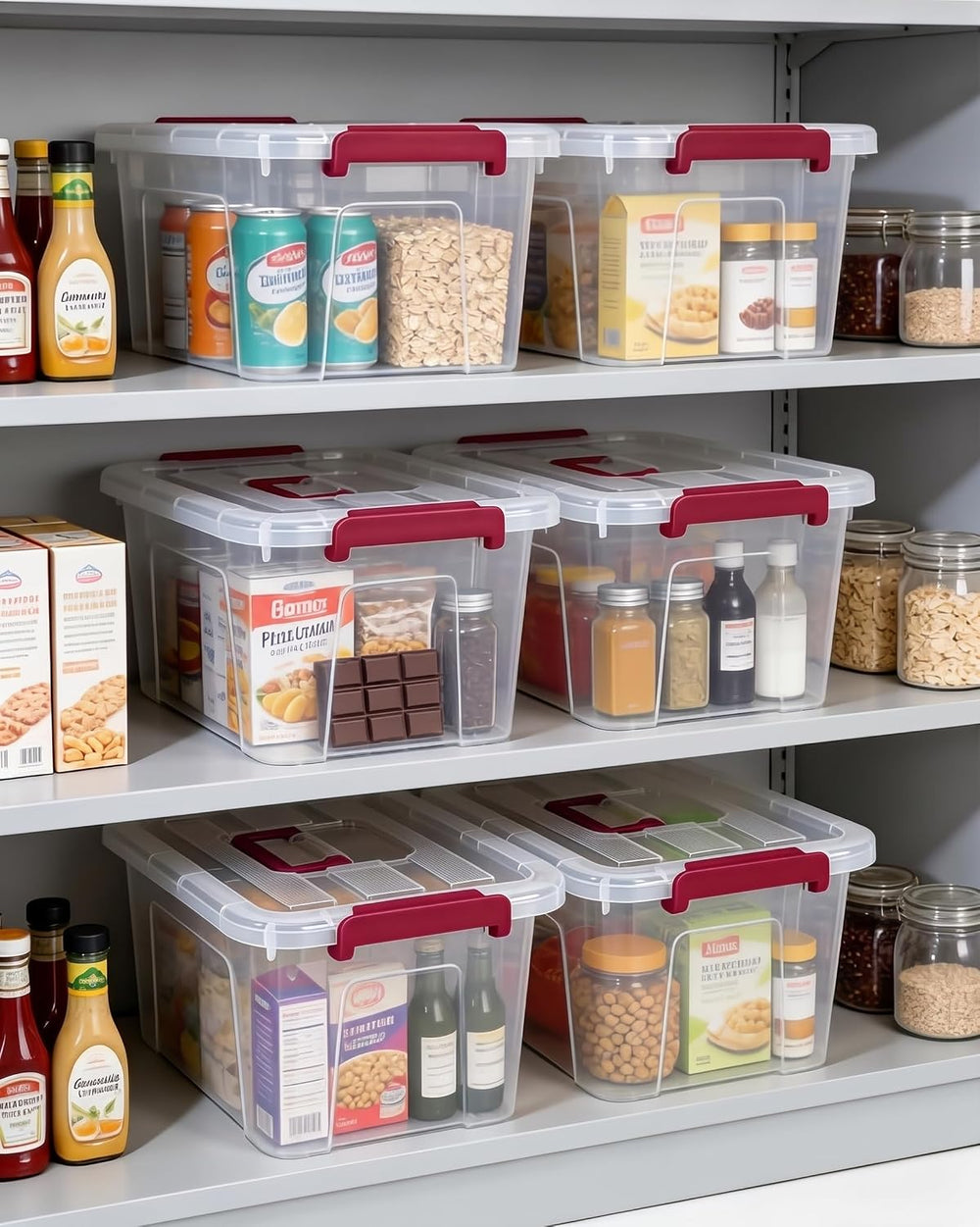 6 Pack Clear Plastic Storage Containers with Lids,Transparent Design,7Qt