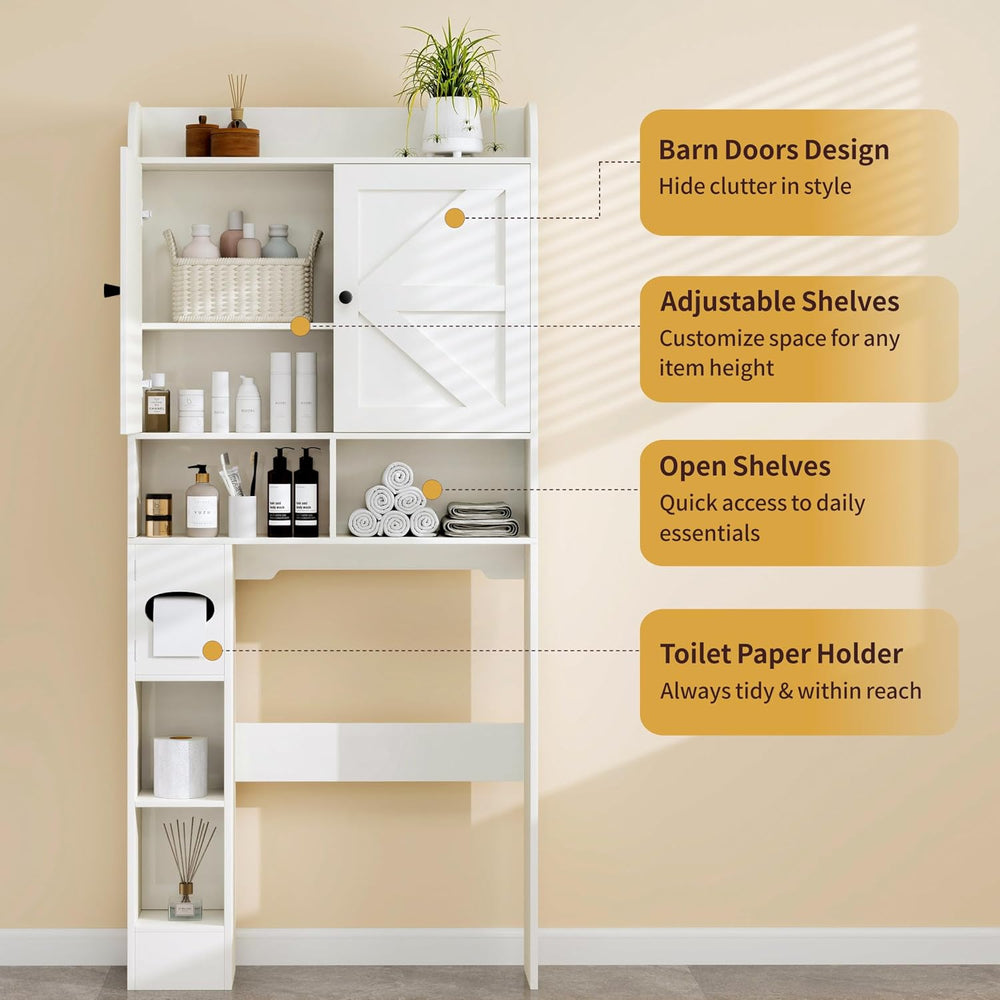 Vipbear Over The Toilet Storage Cabinet, 32.3” W Farmhouse Bathroom Storage C...