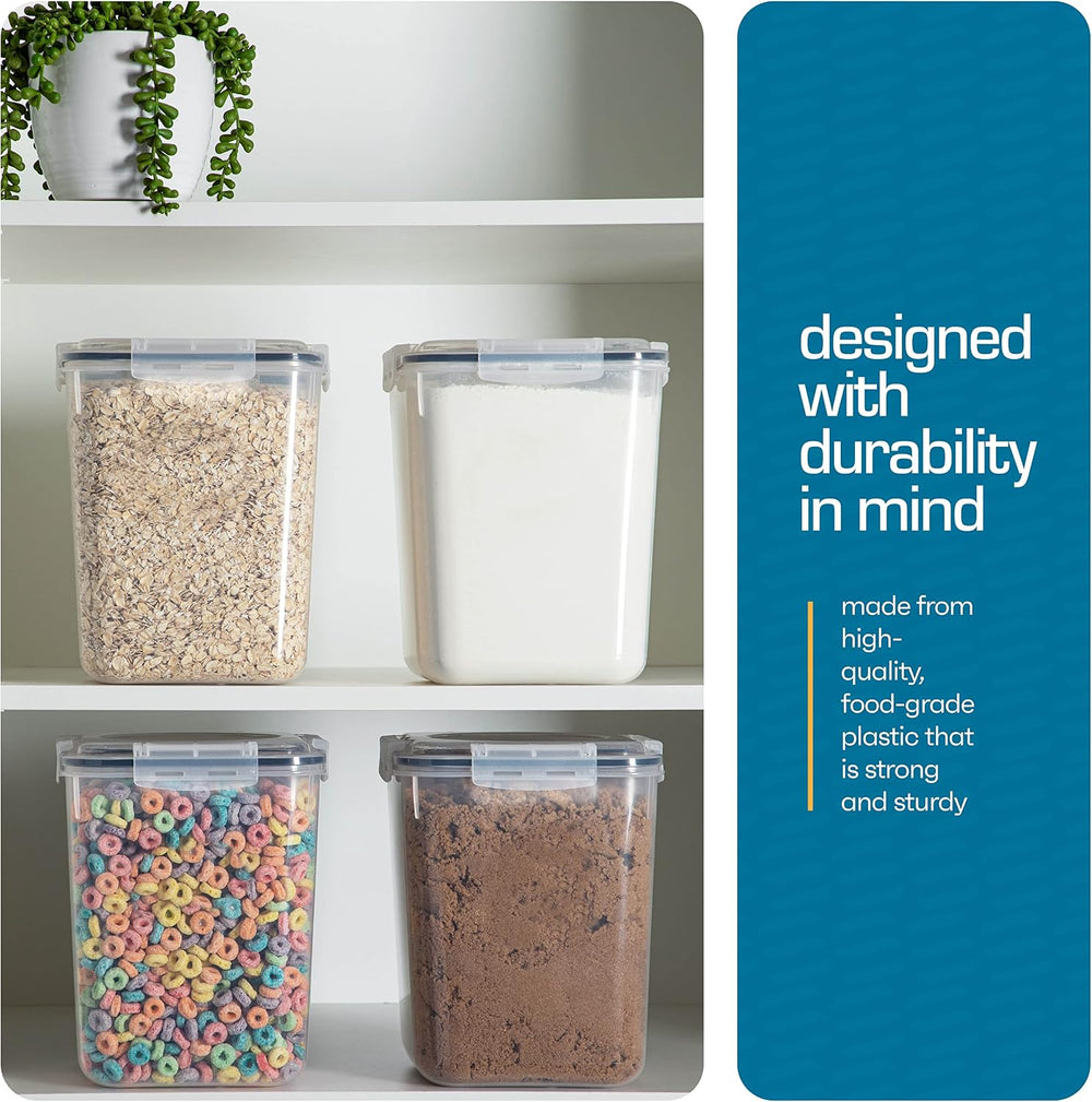 Storeganize Flour Sugar Storage Containers (5.3L/4pk) Great Rice Canisters Se...