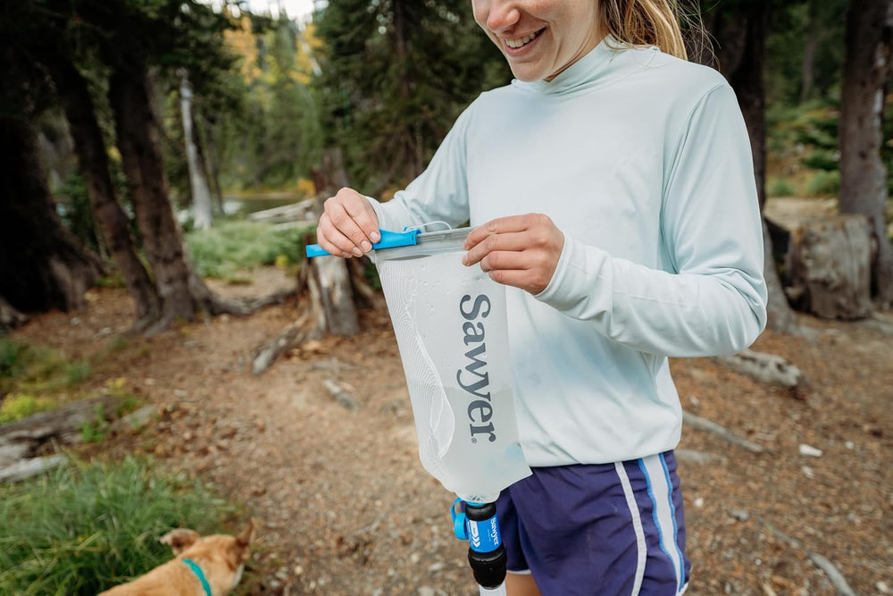Sawyer Squeeze Water Filtration System, Cnoc Premium 2 Liter Bladder, Clear
