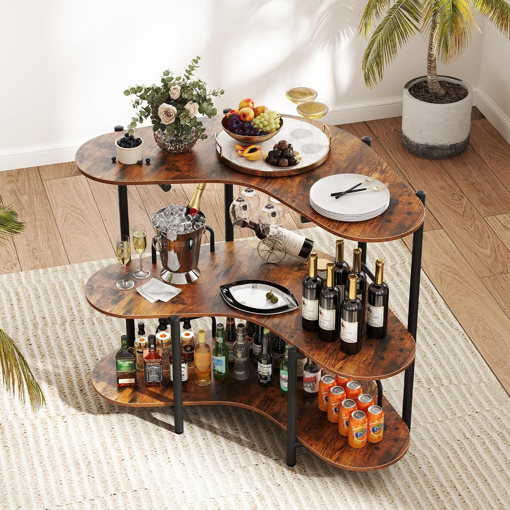 GIANTEX 3-Tier Bar Table, 48"x26"x40" Corner Cabinet, Liquor H...