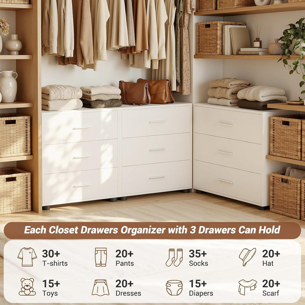 Aheaplus 21.7" Closet Drawers Set of 2, Wood Closet Organizers and Storage