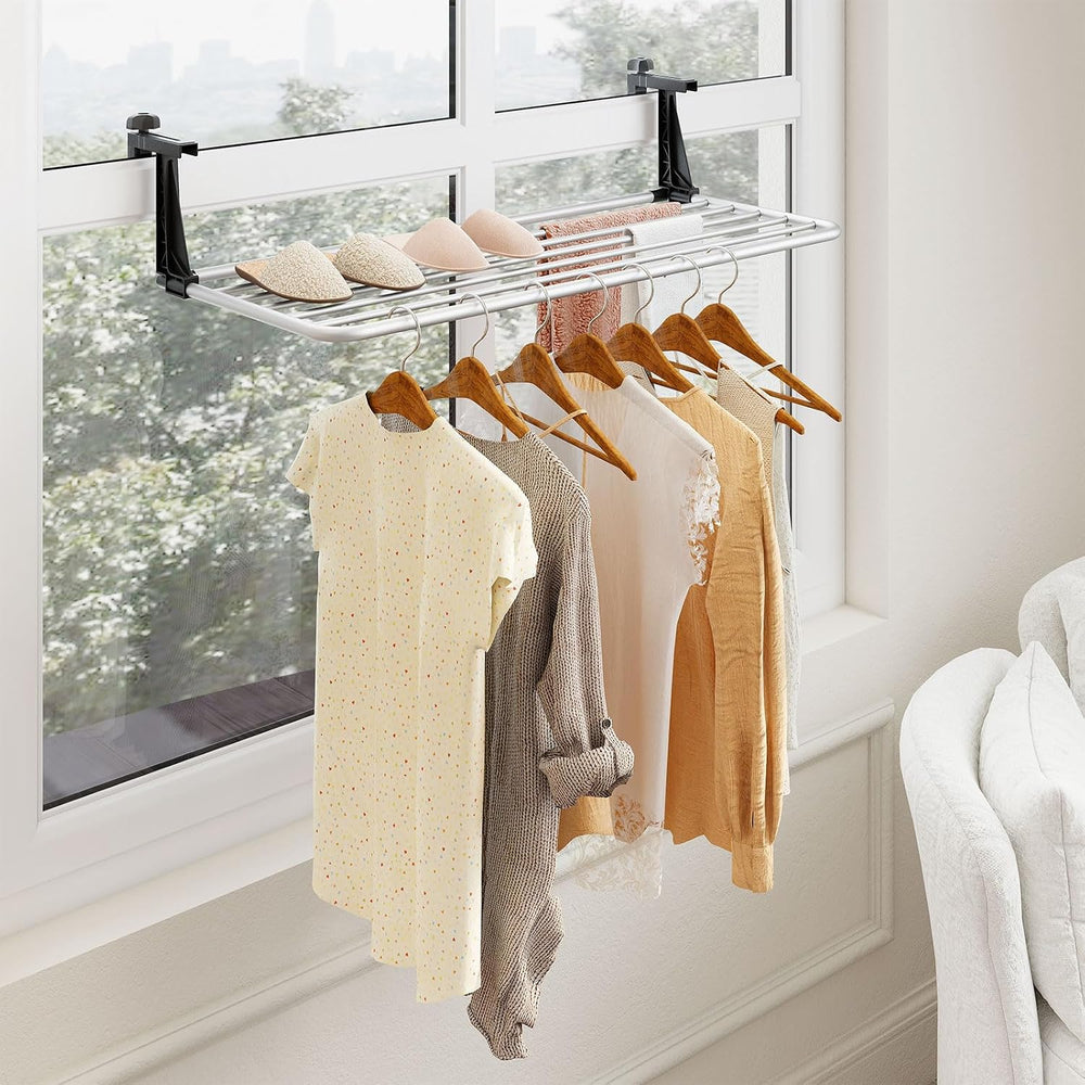 Giantex Portable Clothes Drying Rack, Aluminum Hanging Laundry Rack with Adju...