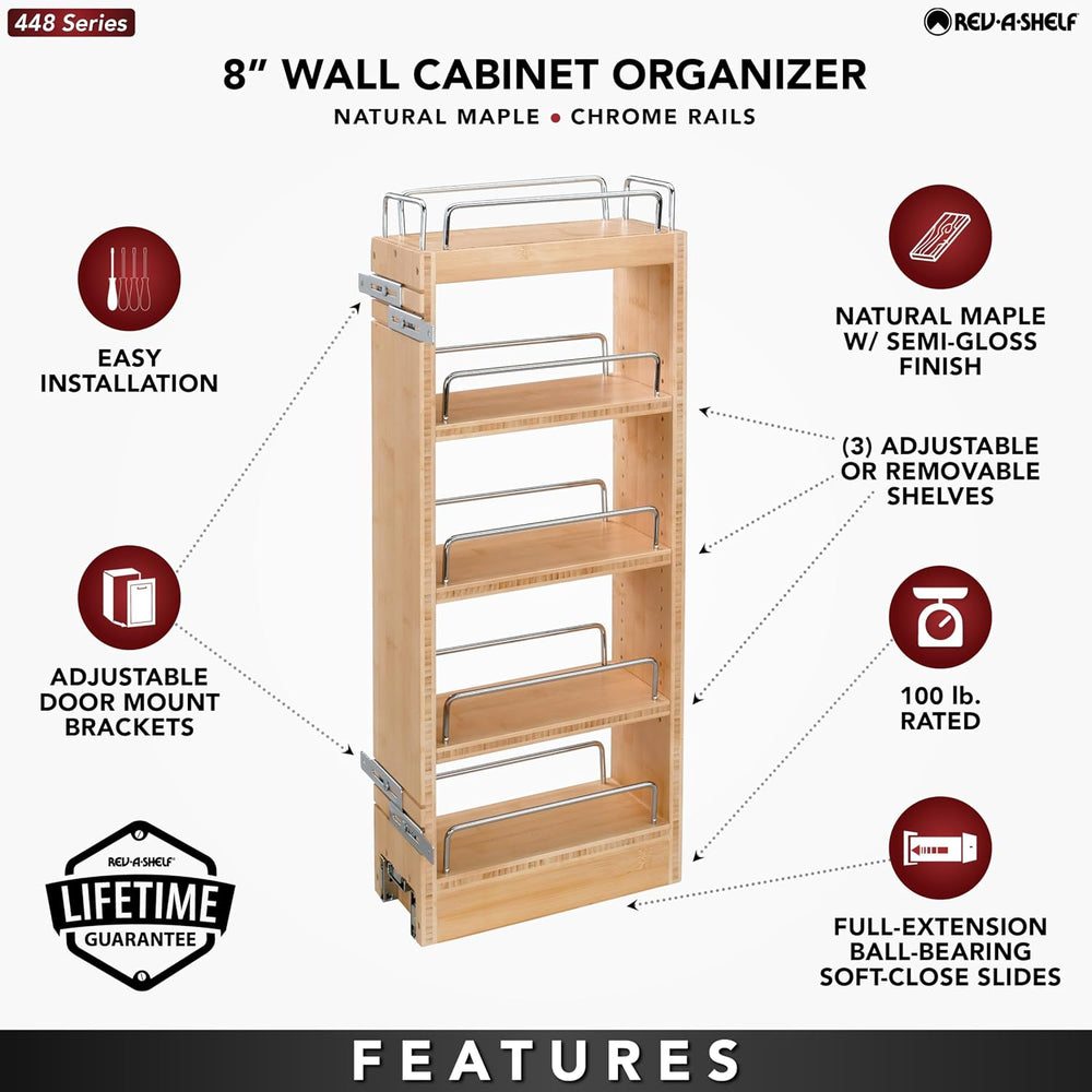 Rev-A-Shelf Pullout Kitchen Cabinet Organizer, Min Cabinet Opening 8.5" W
