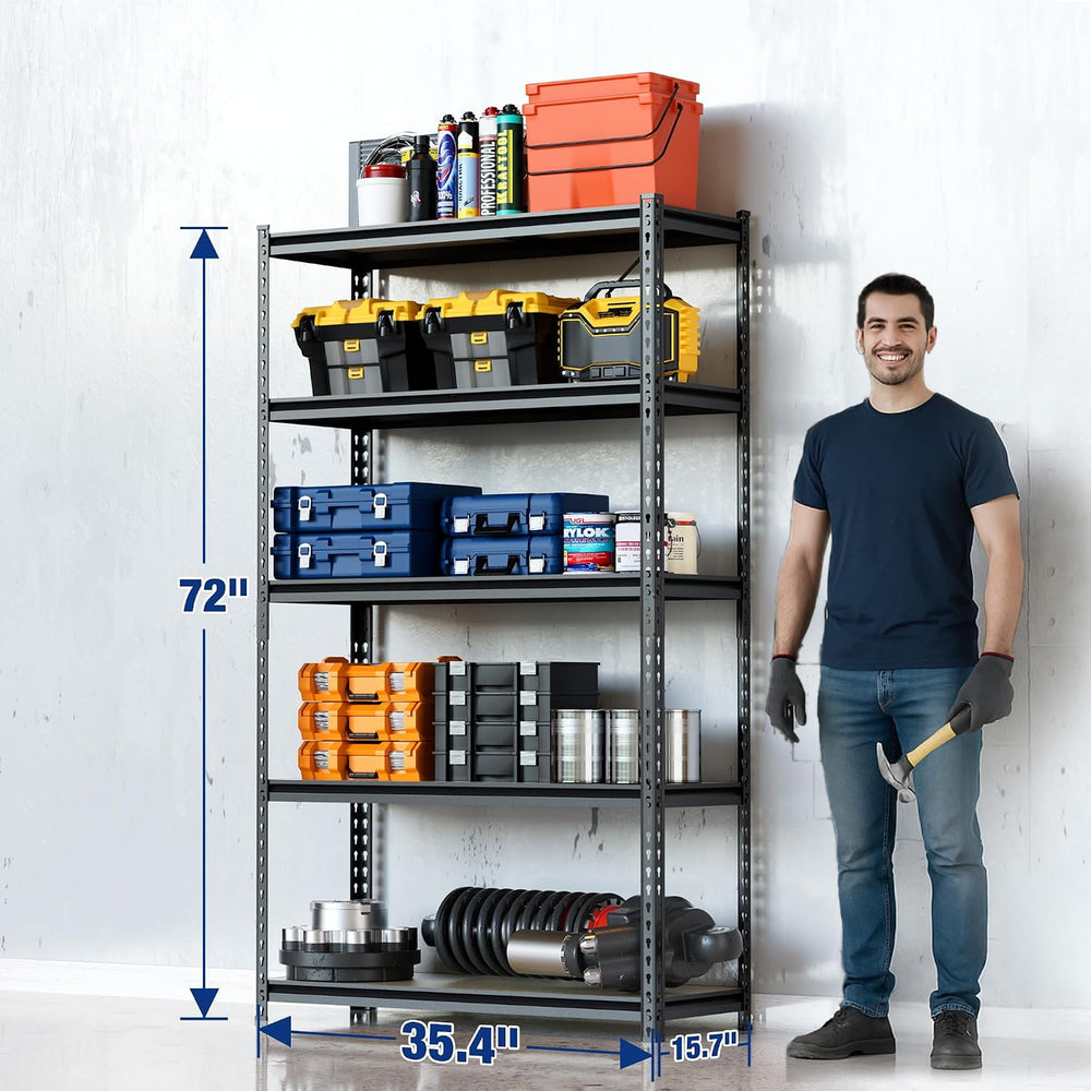 WORKPRO 5-Tier Storage Shelf, 72" H Heavy Duty Adjustable Garage Shelvin...