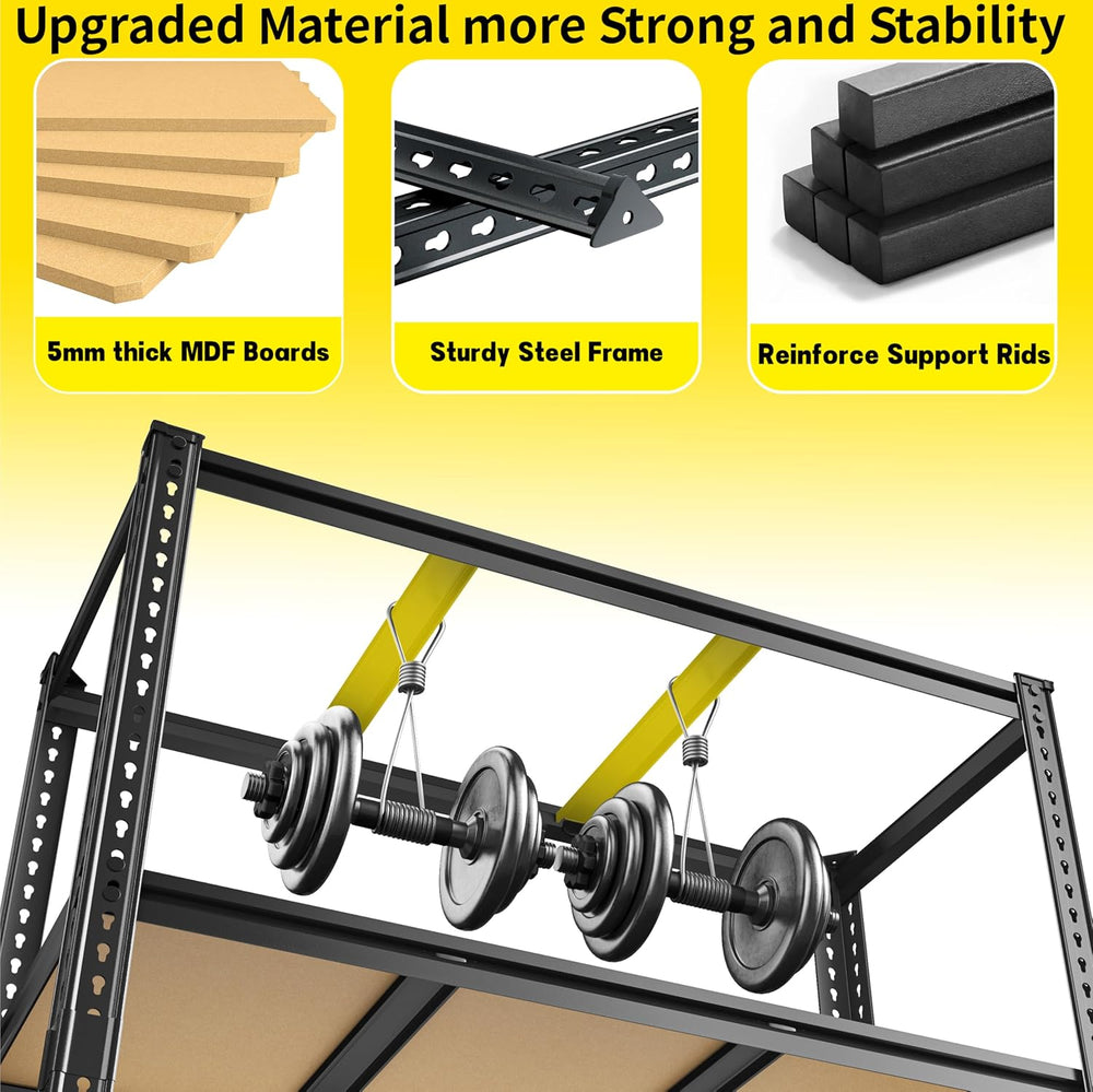 ROOMFAVE 48" W Garage Shelving Heavy Duty 2800LBS,5 Tier, Black,2PCS