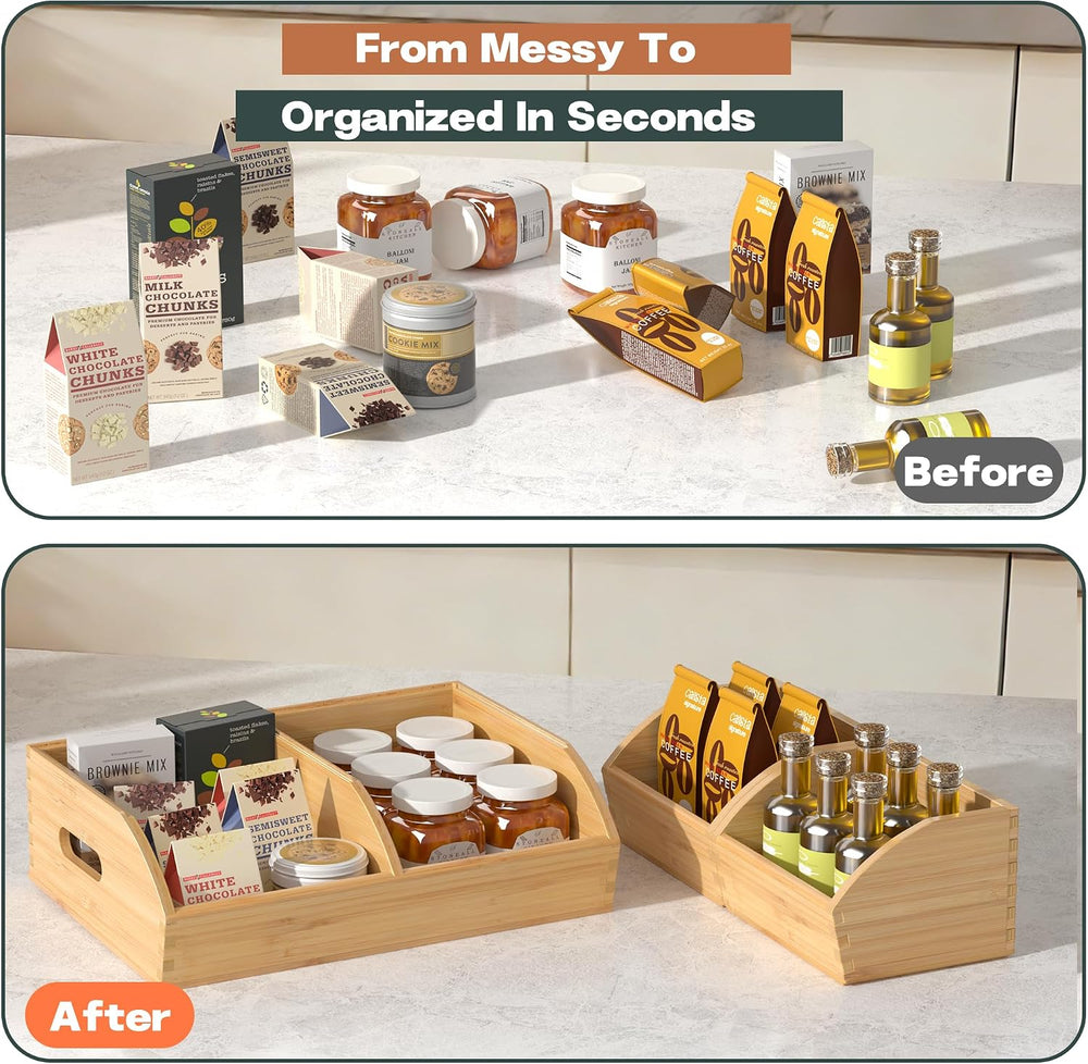 Potato and Onion Storage Bin, Stackable Bamboo Pantry Organizer and Storage
