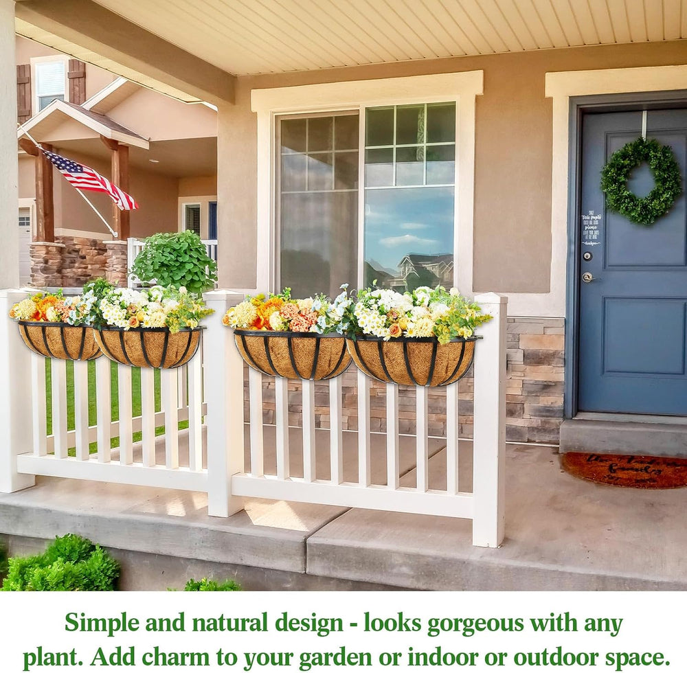 8 Sets 16 Inch Window Deck Railing Planters Boxes with Coconut Liner Outdoor ...