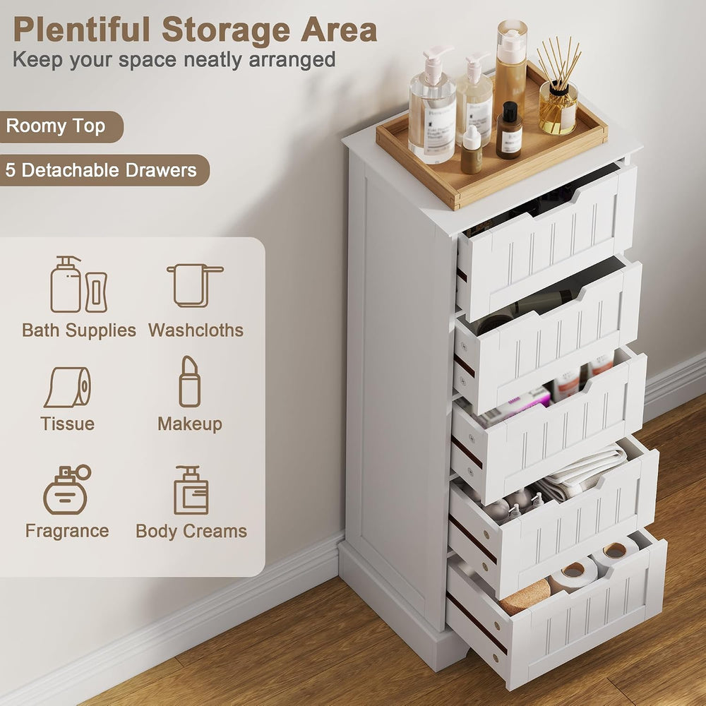 ChooChoo Bathroom Storage Cabinet with 5 Drawers, 15.7" W Bathroom Cabinet