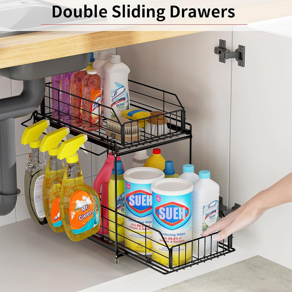 Under Sink Organizers and Storage 2 Pack, 2-Tier Pull Out