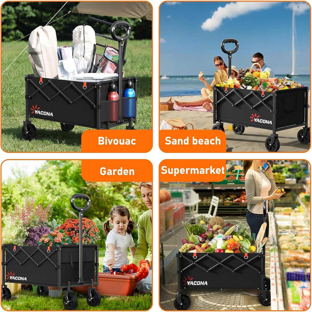 Yozoia Wagons Carts Foldable, Lightweight Portable Utility Shopping Cart with...