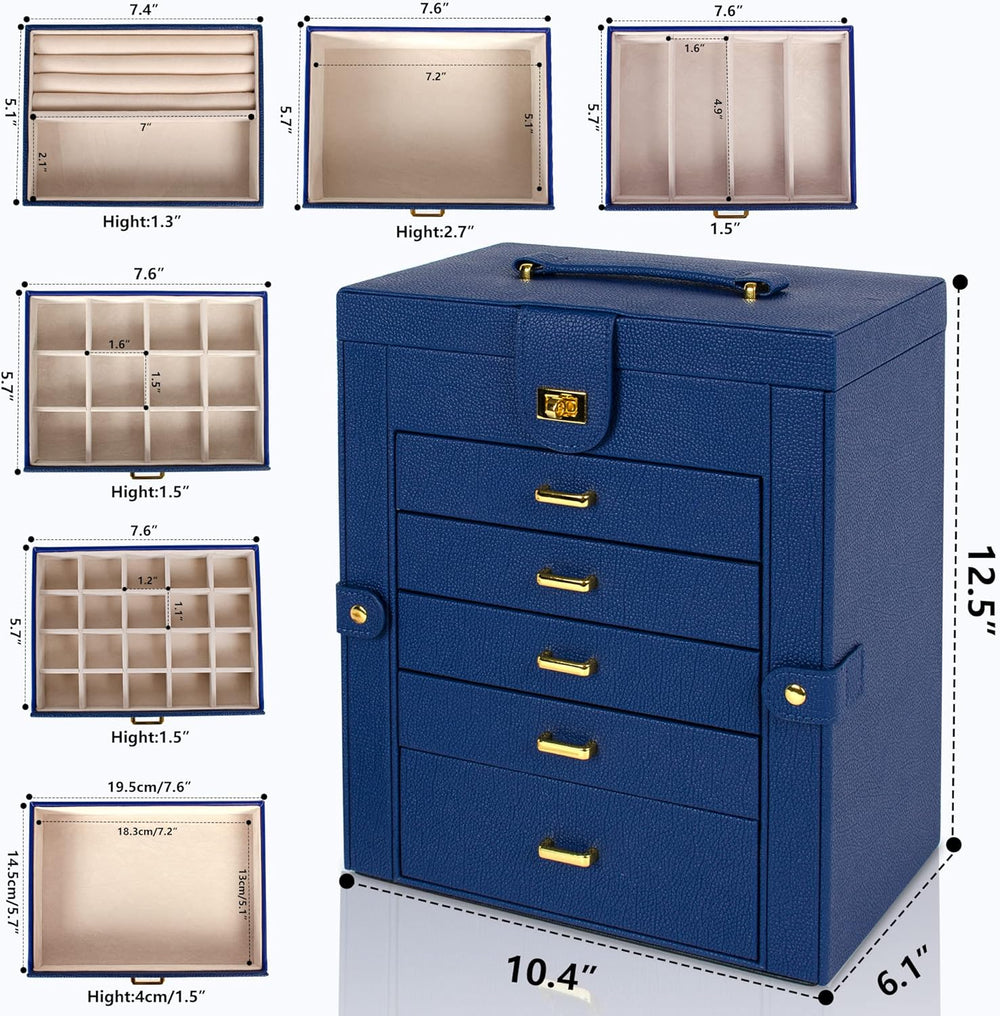 AKOZLIN 6-Tier Jewelry Box Organizer 5 Drawers Jewelry Storage Case