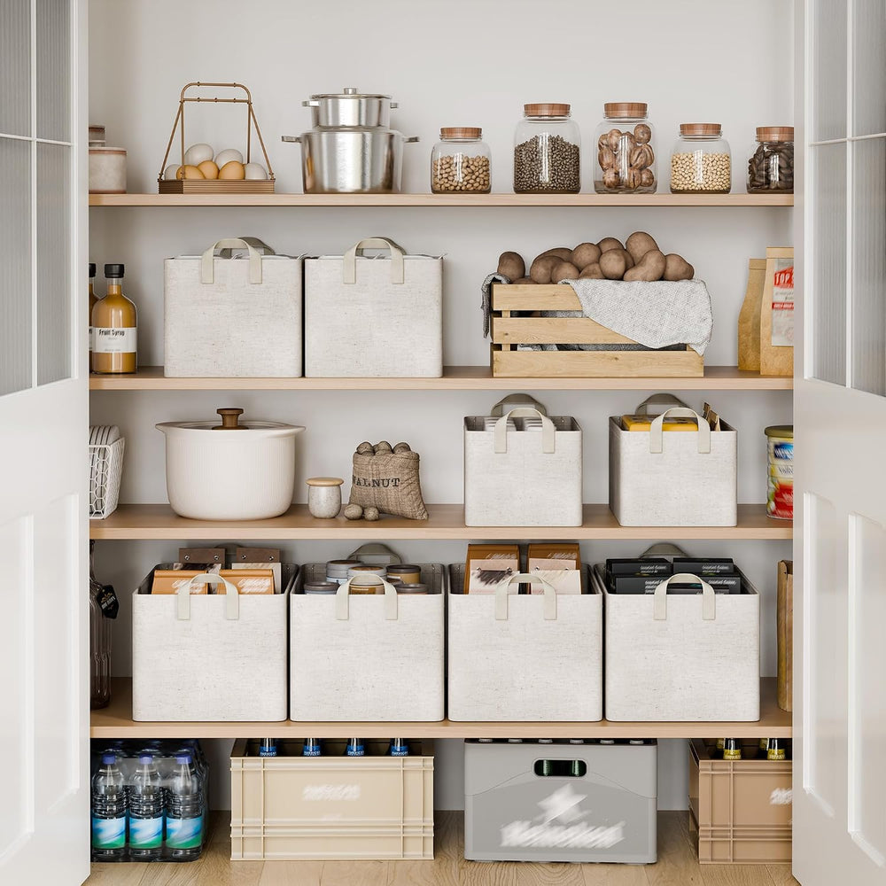 StorageWorks Linen Closet Storage Bins, 45L Storage Baskets, Beige, 2-Pack
