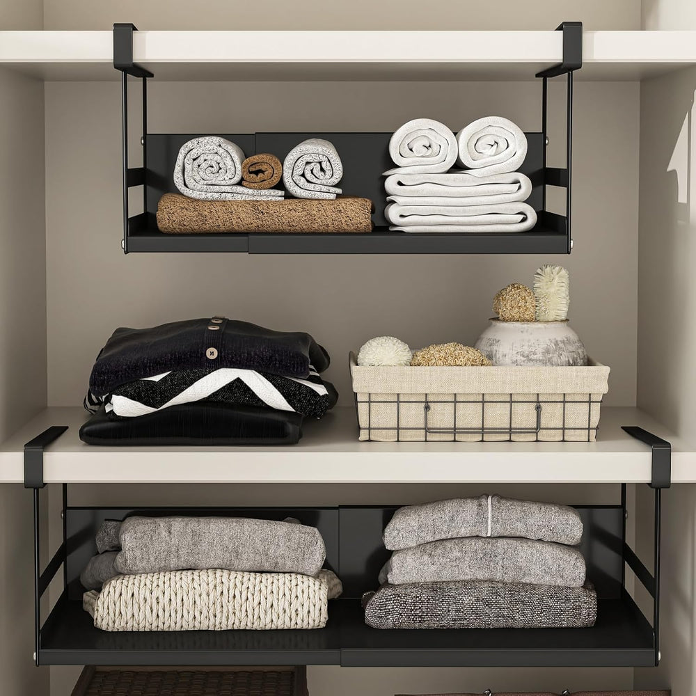 Expandable Under Cabinet Shelf Organizer with 0.94-Inch Thick Clips, Heavy Du...