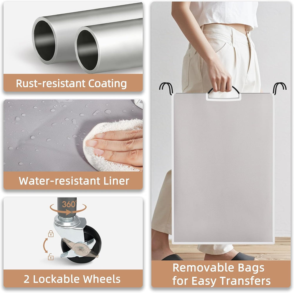 STORAGE MANIAC 3 Section Laundry Sorter, 35.6 Gal (135 L) Laundry Hamper Cart...