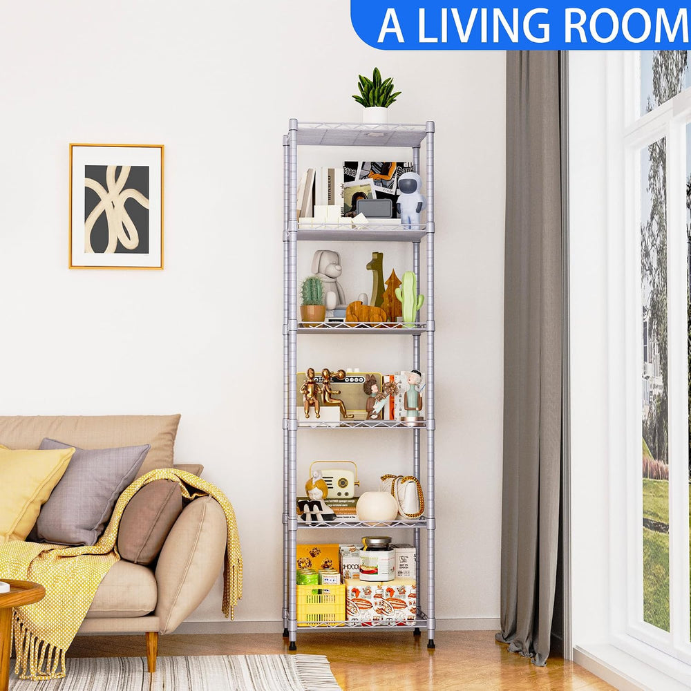 6 Wire Shelving Steel Storage Rack Adjustable Unit Shelves for Laundry Bathro...