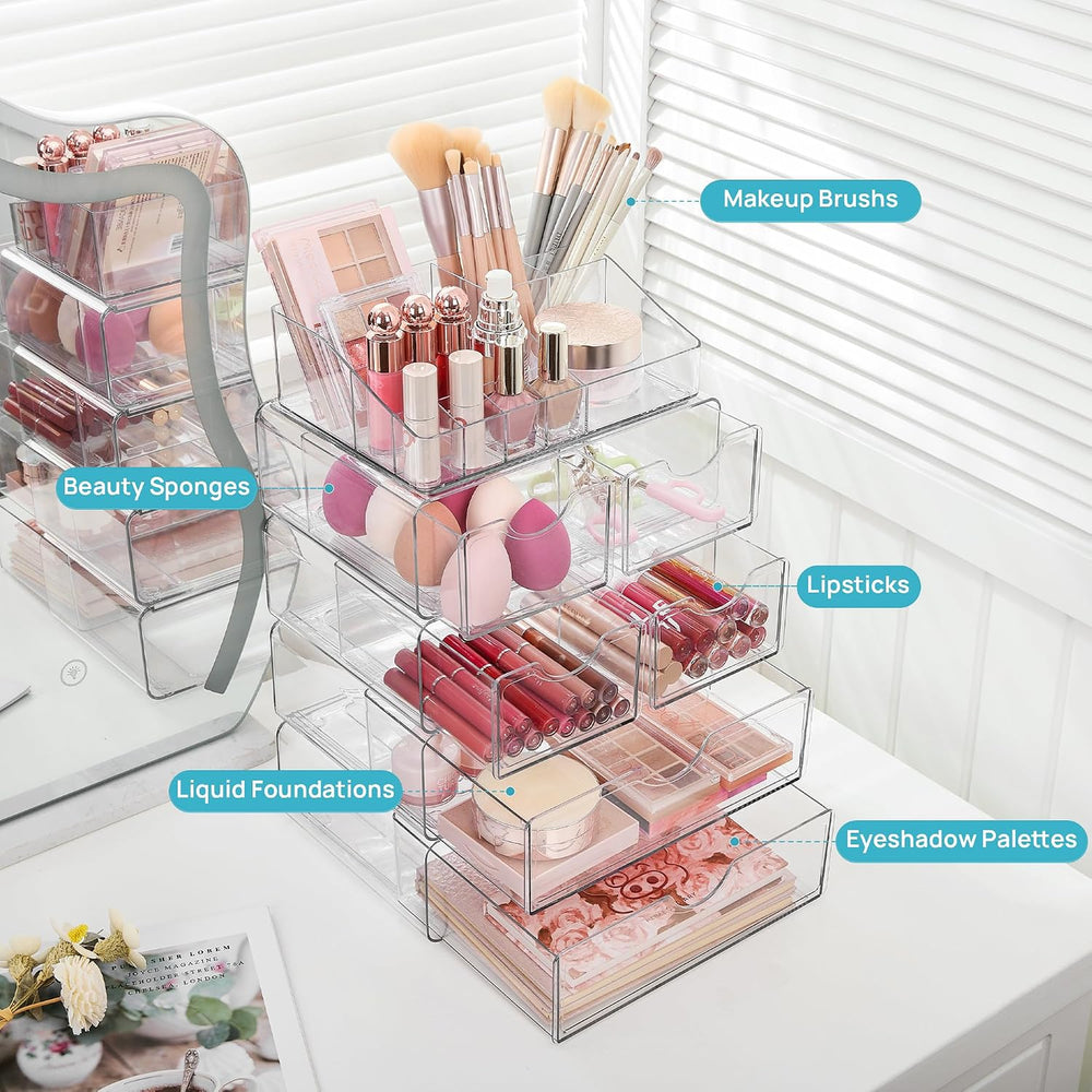 Vtopmart 5 Tier Clear Makeup Organizer with 6 Drawers