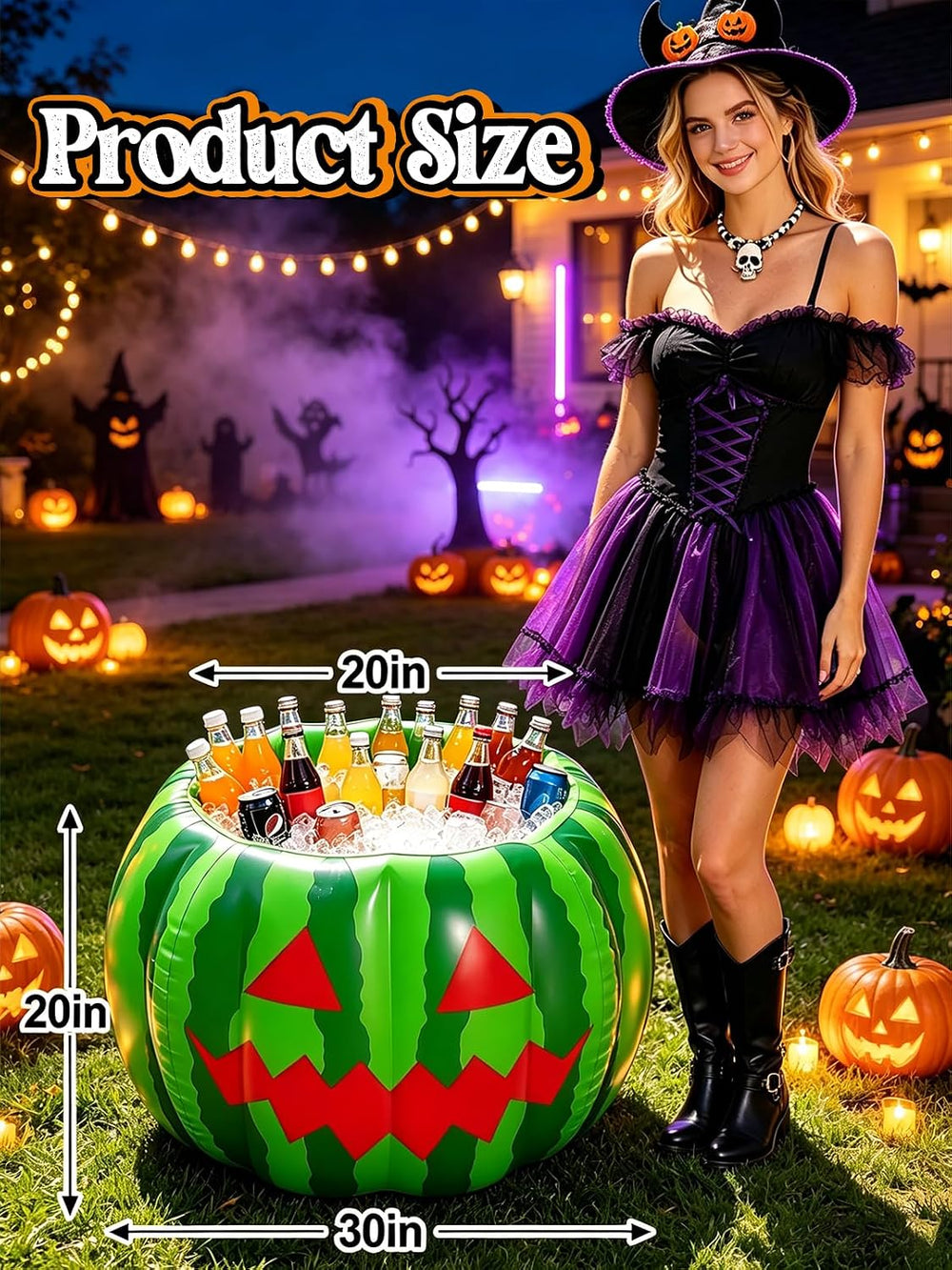 Cosweet Halloween Watermelon Ice Bucket for Party Supplies Drinks, 30"x2...