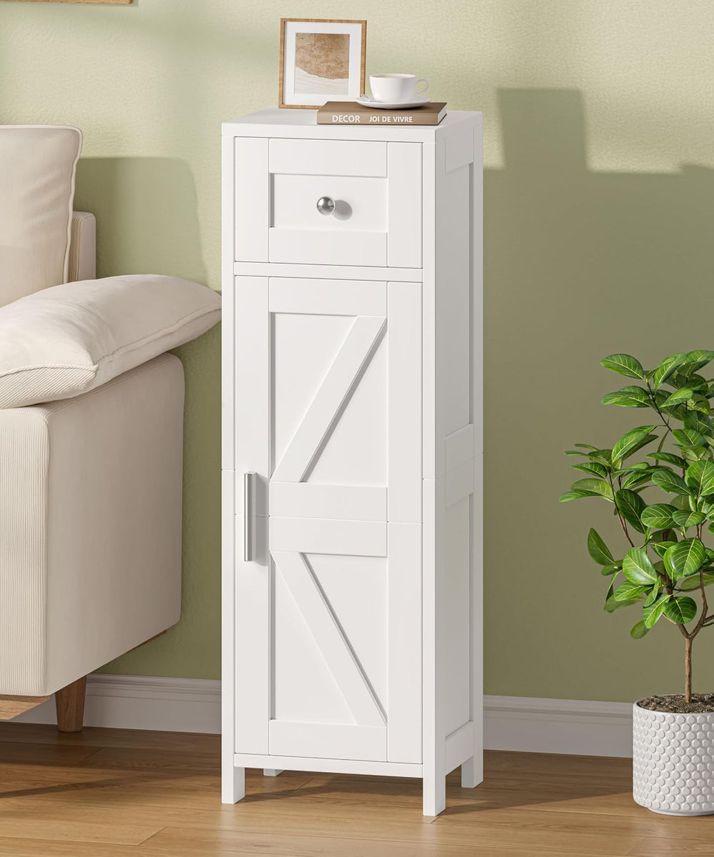 9.8"W Bathroom Storage Cabinet with Drawer & Door, Narrow Floor Cabinet