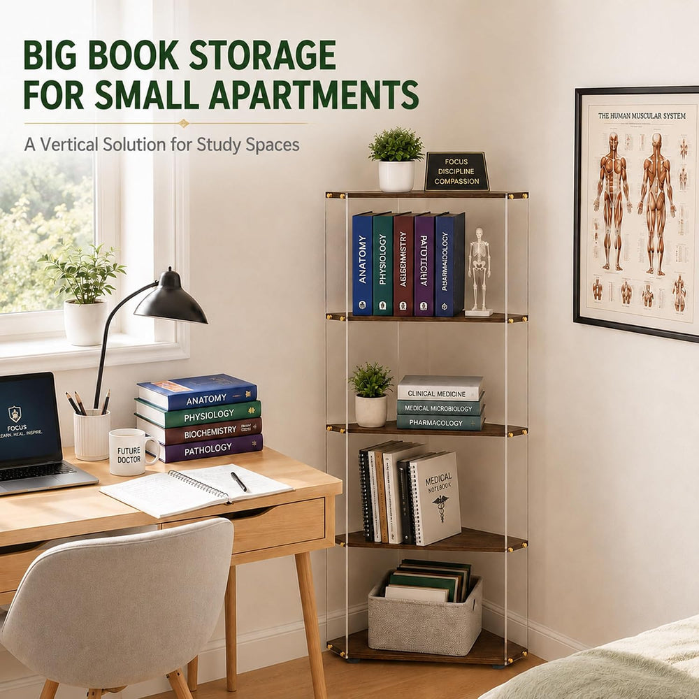 Acrylic Figure Shelf, Bookshelf Display Cabinet,5 Tier Plastic Corner Shelf
