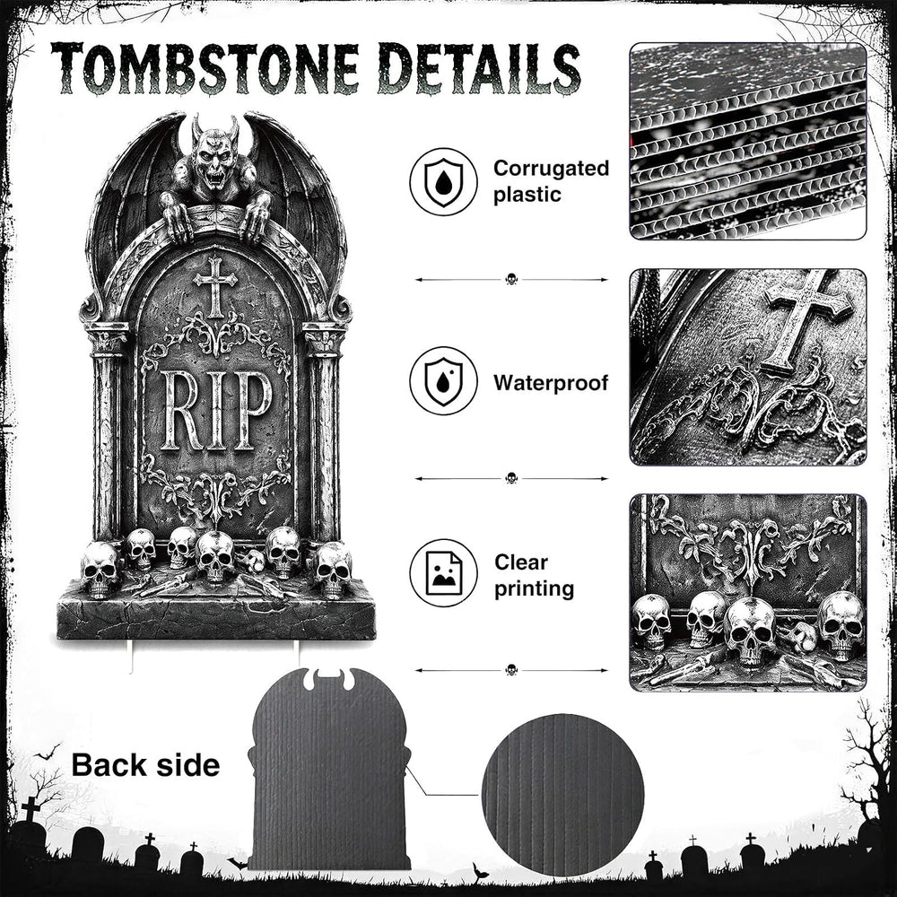 25" Halloween Tombstones, 5PCS Halloween Decorations Outdoor Gravestone