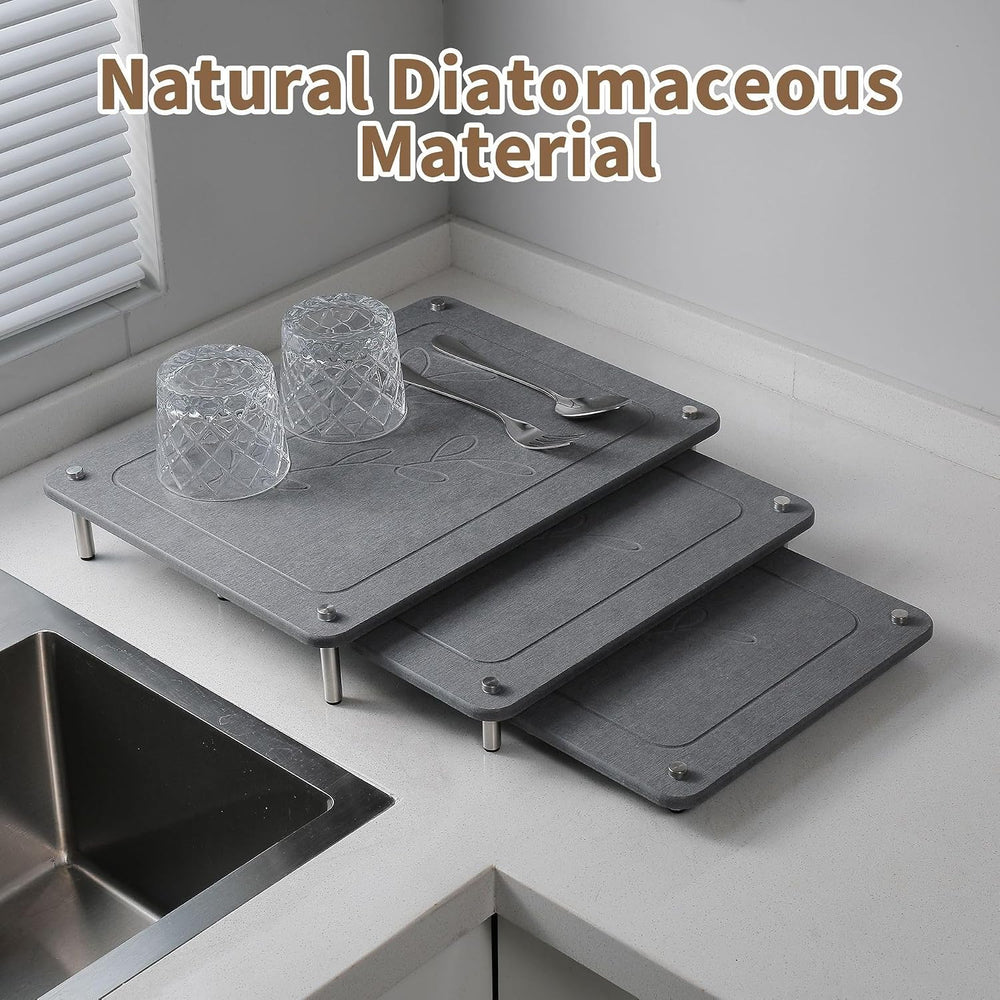 3-Piece Stone Dish Drying Mat for Kitchen Counter