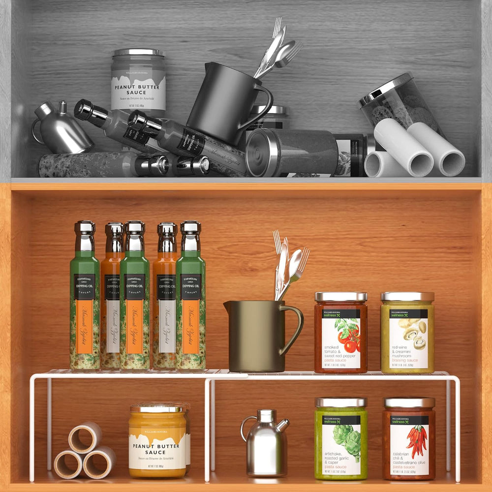 Kitchen Cabinet Expandable Shelf Organizers Set of 6, Adjustable Metal Wire P...
