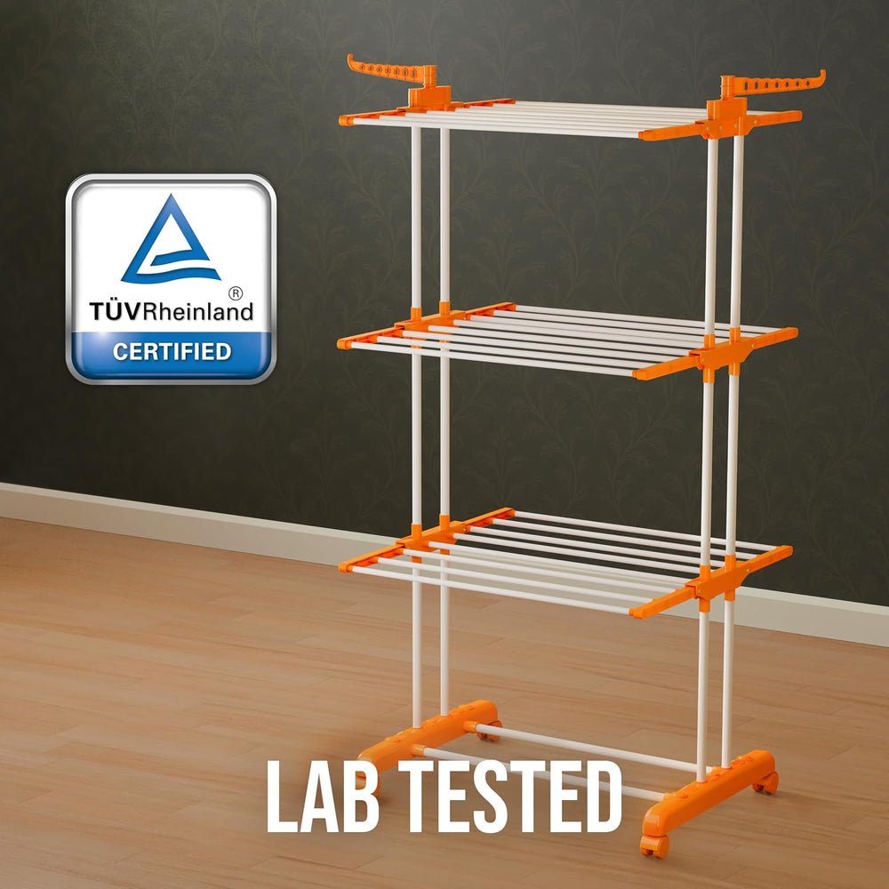 Happer Premium Clothes Stand for Drying with Wheels Portable 3 Layer Rack for...