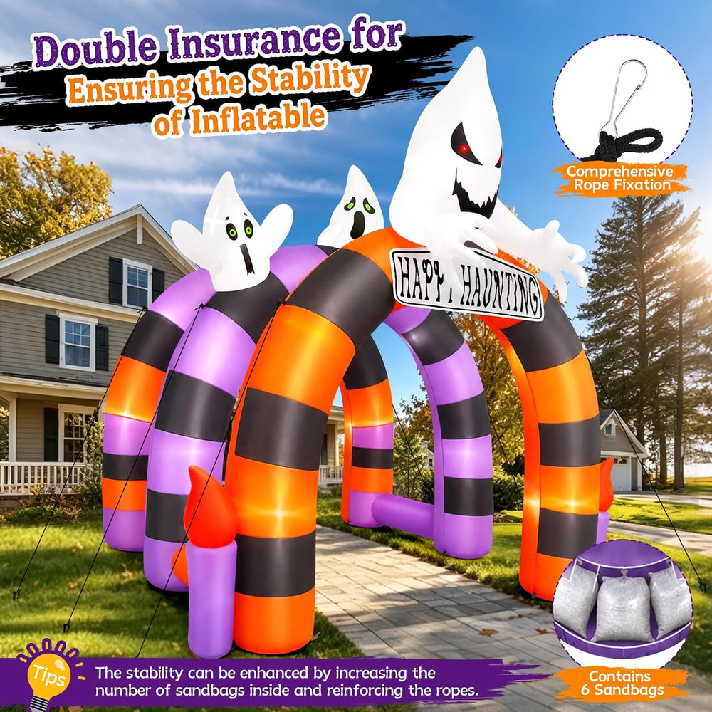 Kalolary 10FT Halloween Inflatable Arch Ghost Inflatable Tunnel with Candle