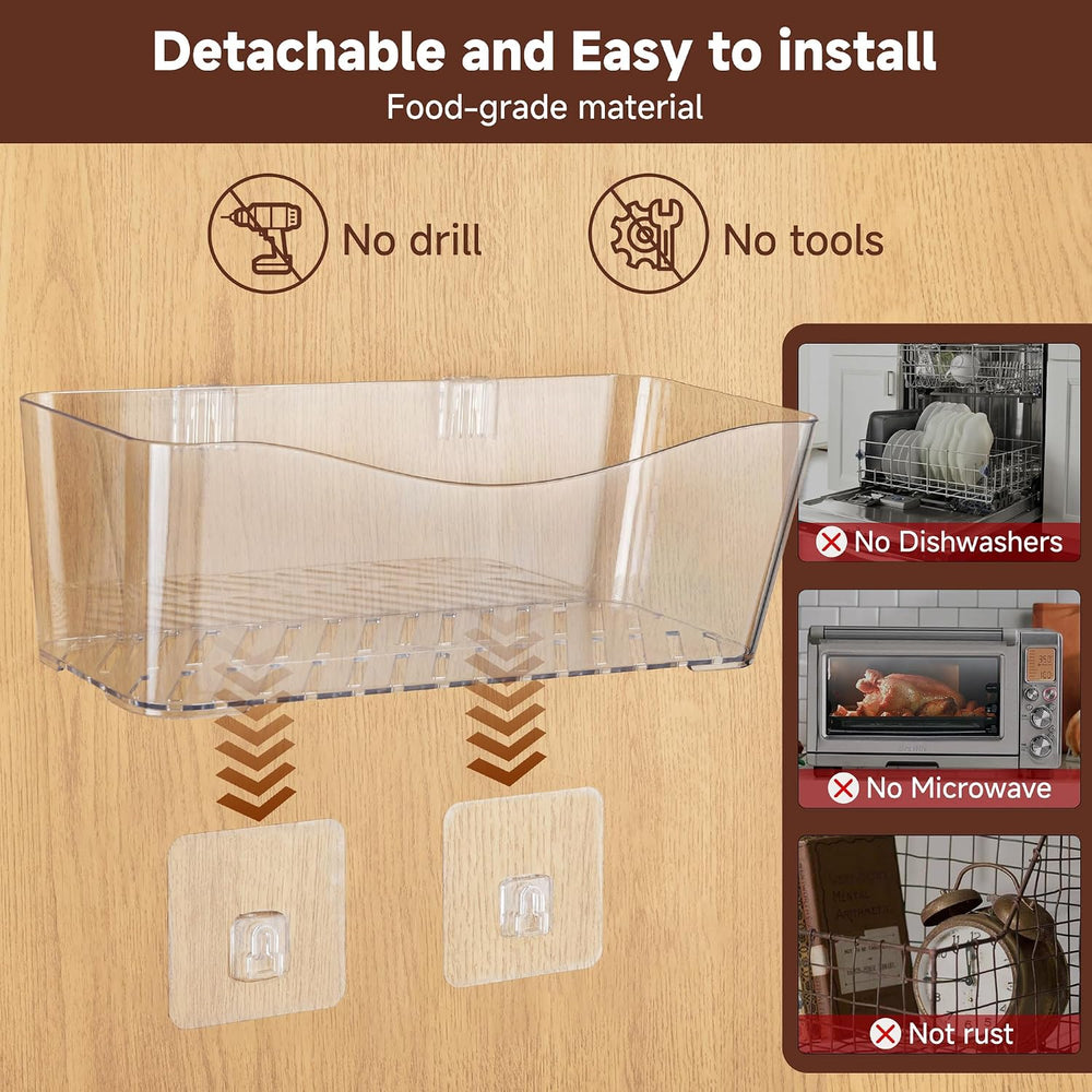 4-Pack Large Cabinet Door Organizer, 11.4" Adhesive Space-Saving Clear Bins