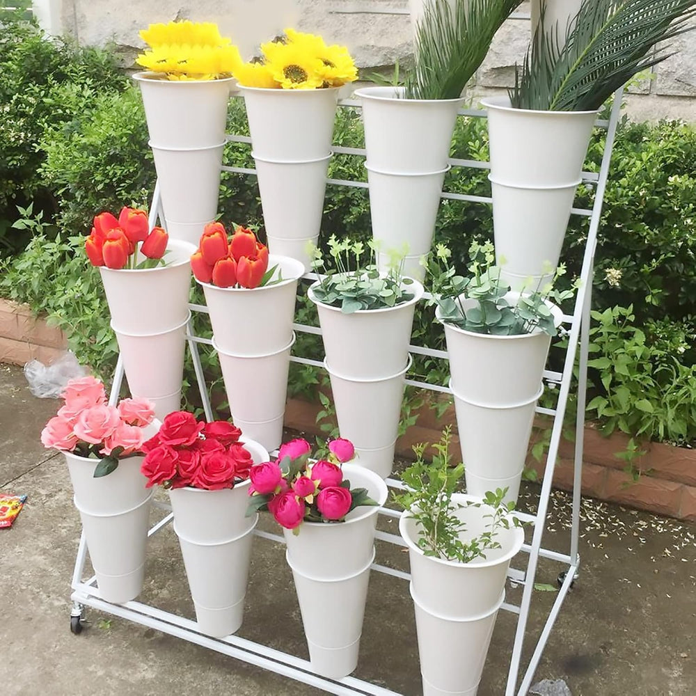 Flower Display Stand, 3 Layers Heavy Duty Moving Plant Cart Shelf With Wheels...