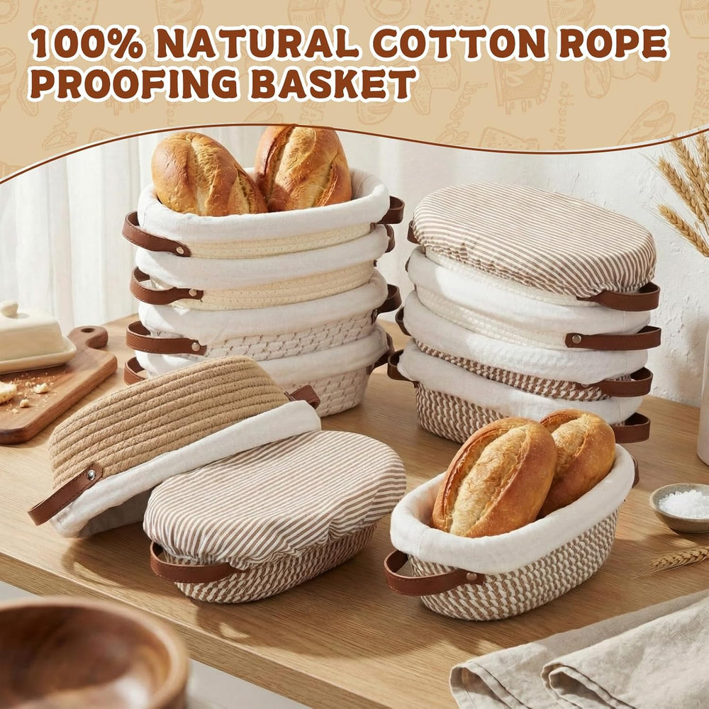 12 Set 10 inch Oval Banneton Sourdough Bread Proofing Baskets Bulk