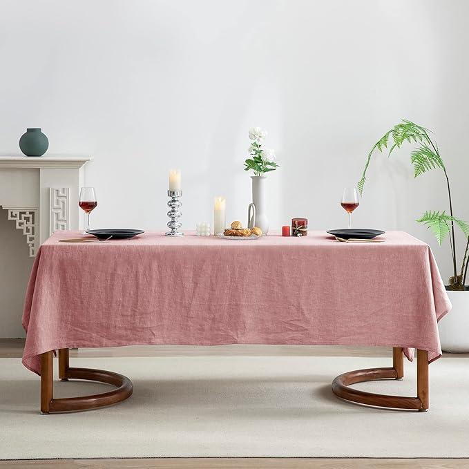 EVERLY 100% Pure Linen Rectangle Tablecloths 60x108Inches for Dining,Buffet P...