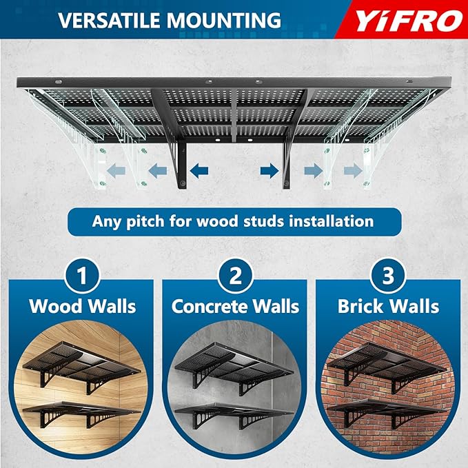 4-Pack 2x3ft Heavy Duty Garage Wall Shelving, 1000 lbs Load Capacity, Garage