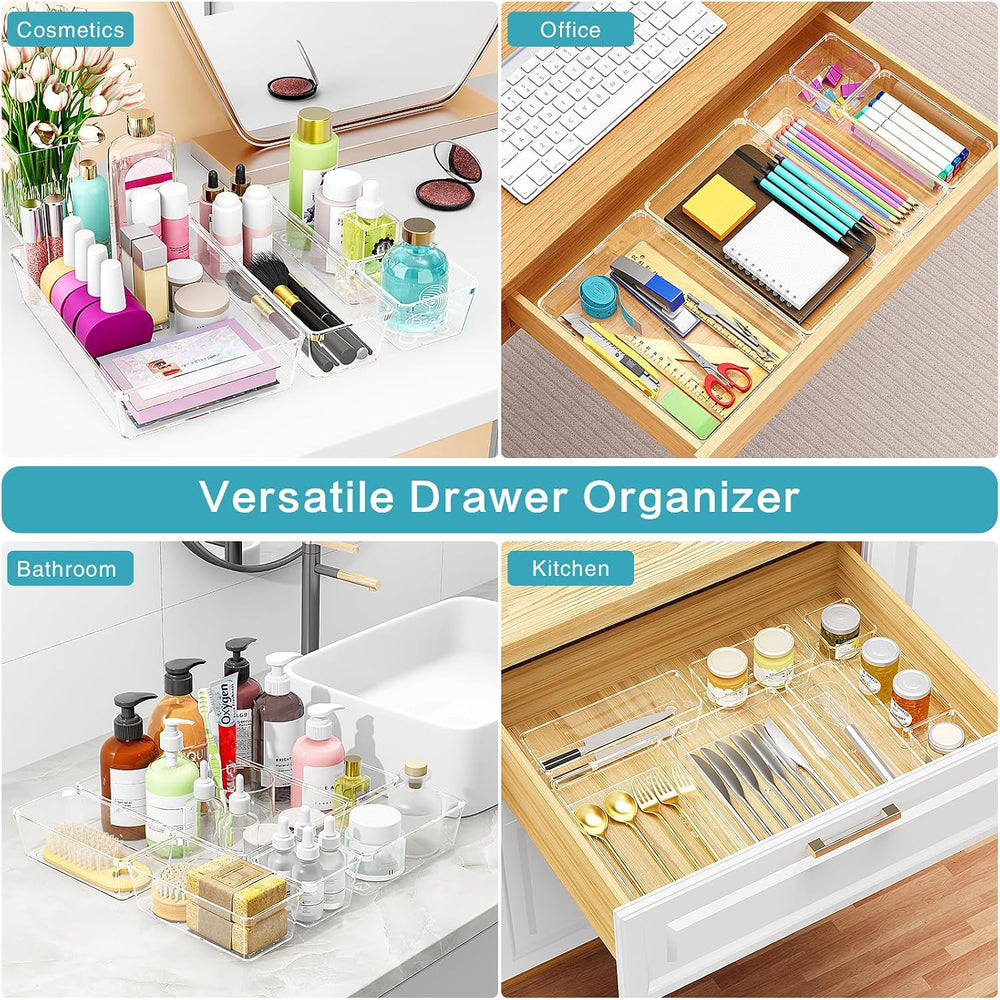 65 Pcs Clear Plastic Drawer Organizer, Makeup & Vanity Organizer