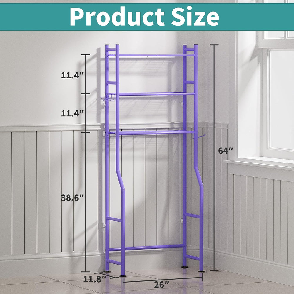 GloTika 3-Tier Over Toilet Storage, Anti-Tilt, 64" H, Purple