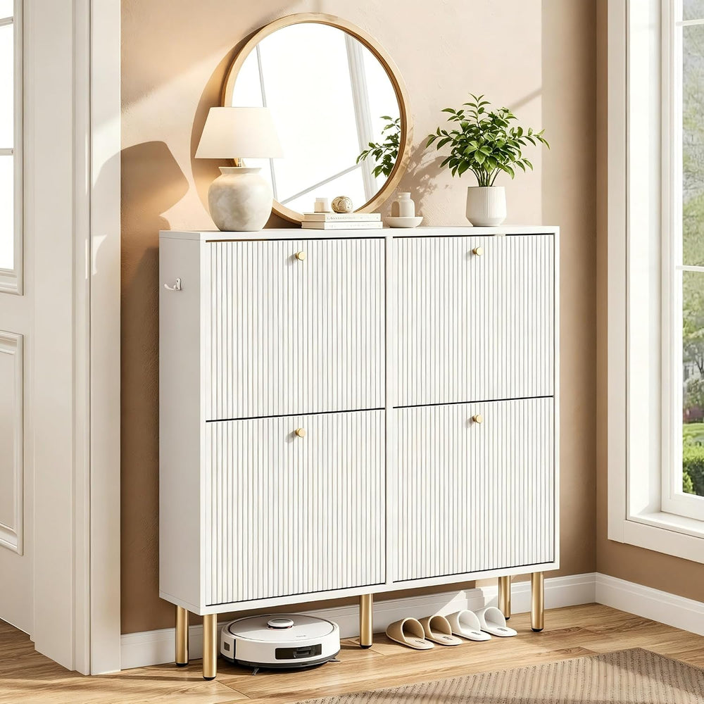 Nicetree Shoe Storage Cabinet for Entryway - 4 Flip Drawers Shoe Cabinet with...