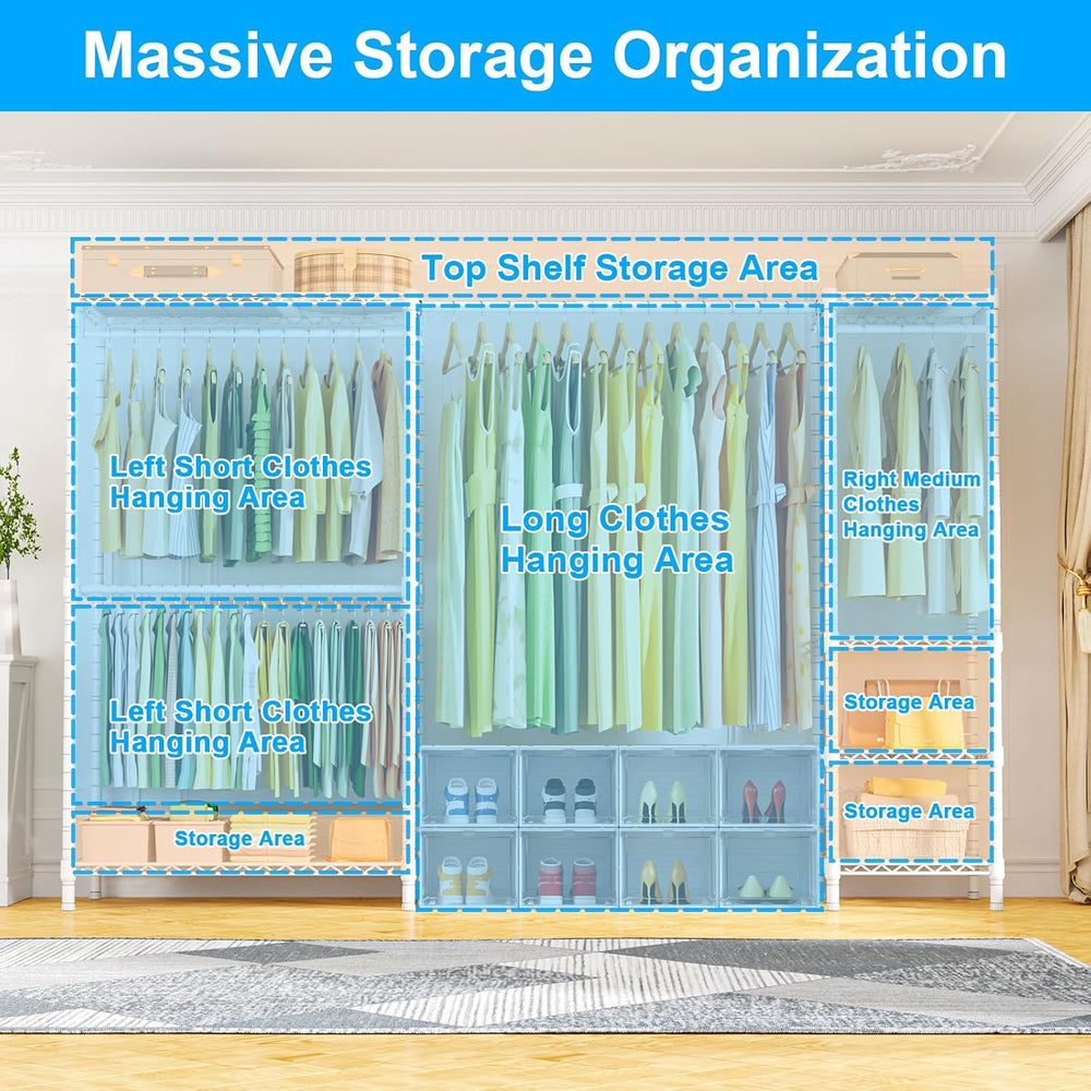 Ulif E10 Clothes Rack(With Stretchable Hanger Rod)Freestanding Clothing Racks...