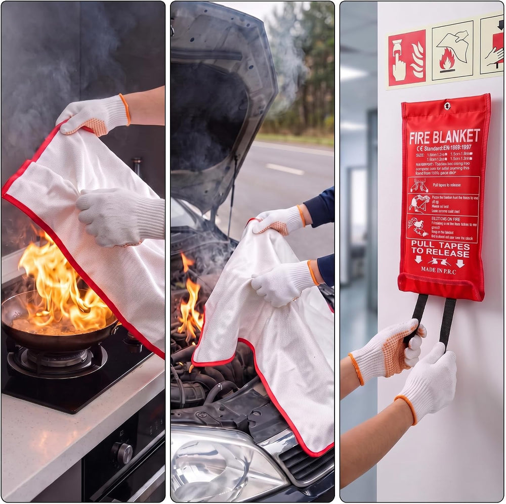 Copkim 30 Pcs Fire Blankets Emergency for Home and Kitchen, Gloves, Hooks