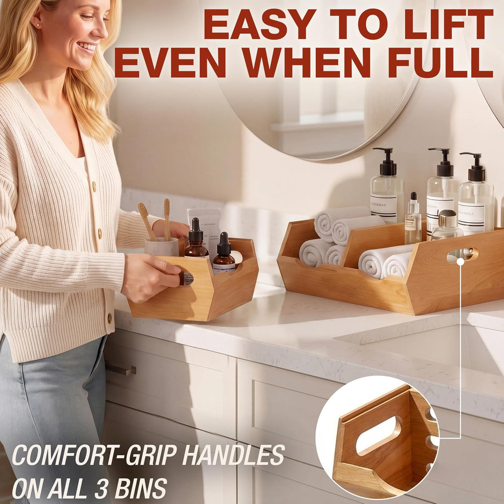 HOMESTEAD Stackable Solid Wood Storage Bins for Pantry & Countertop, Vent...