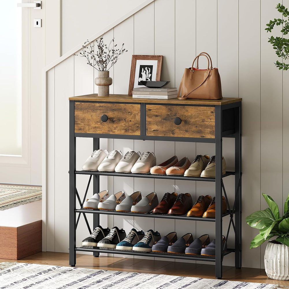 YATINEY 4 Tier Shoe Rack, Large Capacity Shoe Storage Organizer, Metal Shoe S...
