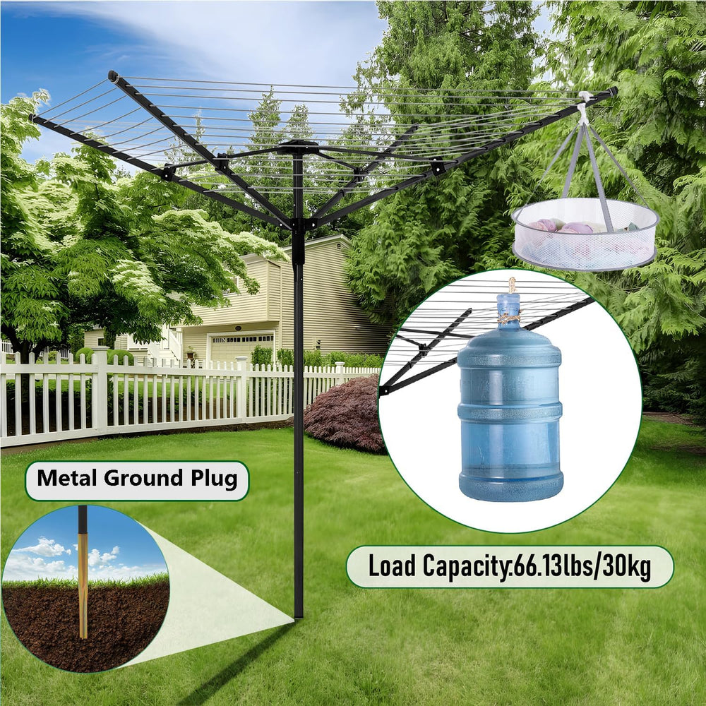 Nisorpa Outdoor Umbrella Drying Rack,12 Lines with 165 Feet Umbrella Clothesl...