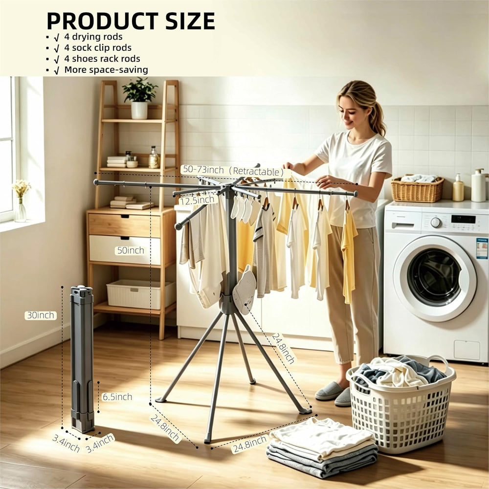 Clothes Drying Rack Foldable, 4-Legged Drying Rack Clothing Floor Standing