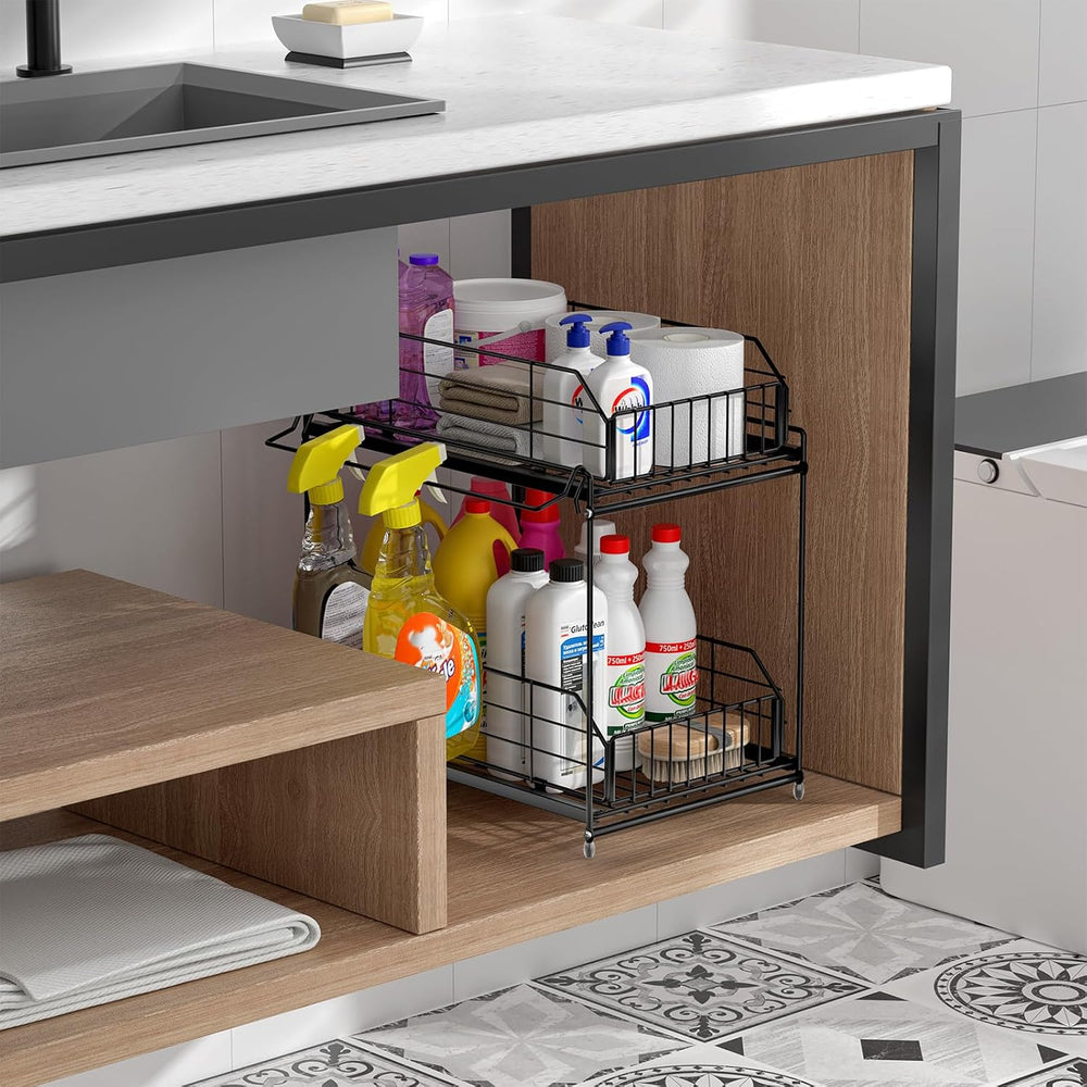Under Sink Organizers and Storage 2 Pack, 2-Tier Pull Out