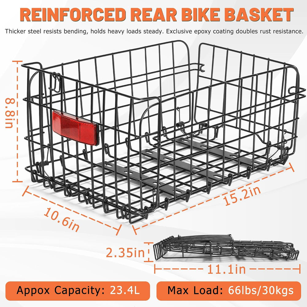 CDYWD Bike Basket Rear, Bicycle Basket with Liner Bag & Waterproof Cover