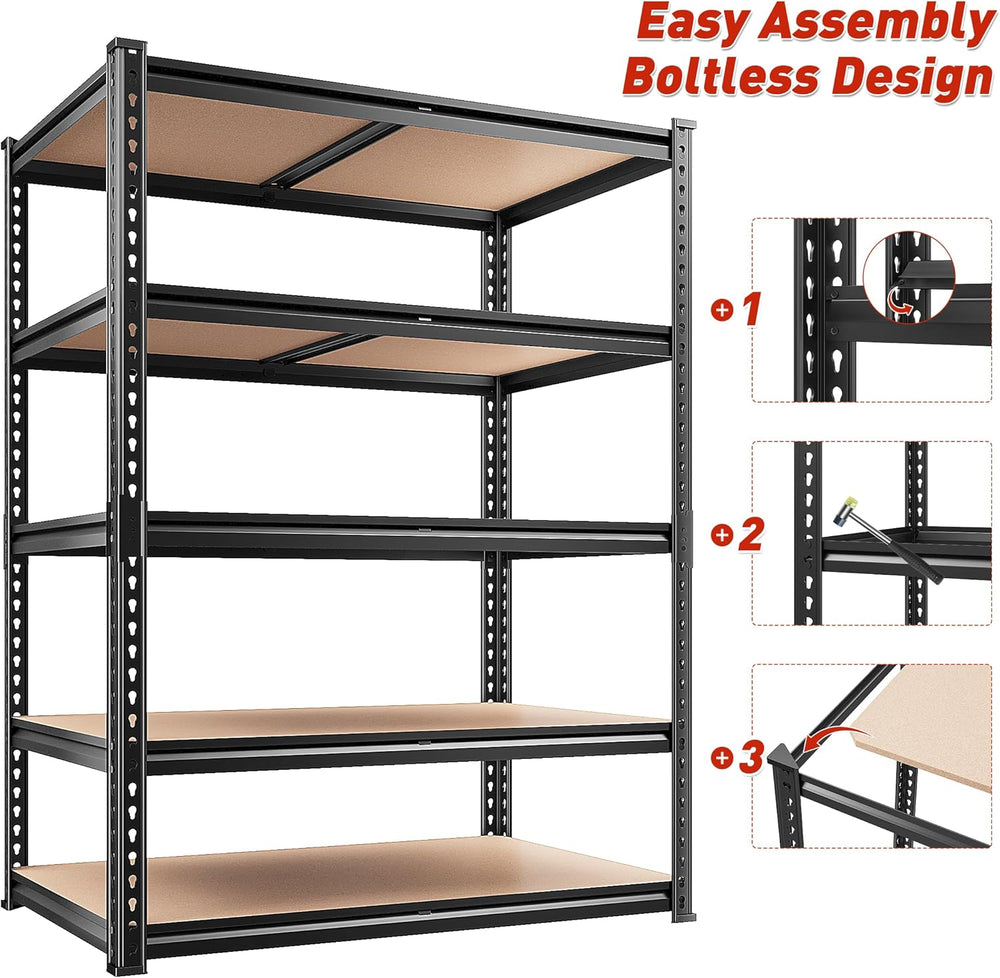 REIBII 2 Pack Garage Shelving, 2400LBS Each,Heavy Duty Storage Shelves