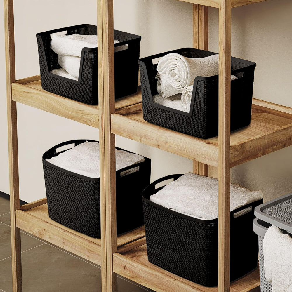 Curver Set of 2 XL 30.5L Jute Decorative Plastic Organization and Storage Bas...