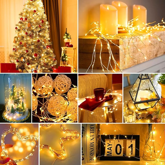 pozzolanas 50 Pack Warm White Battery Operated String Lights - 7ft Waterproof...