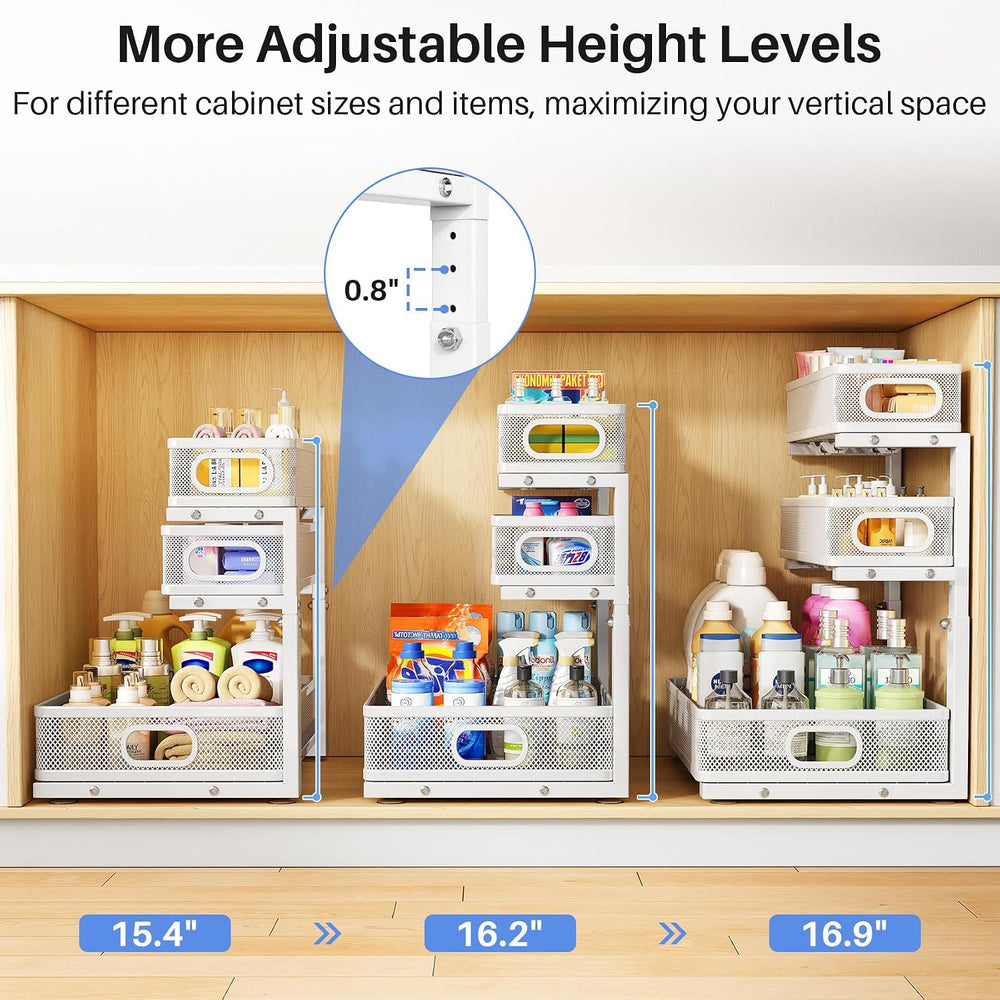 Under Sink Organizer, 3-Tier Thickened Metal Pull out Cabinet Organizer Shelf...